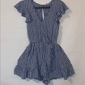Striped and Ruffled Romper with Dress Look! NWOT
